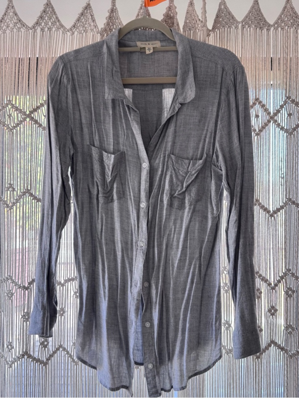 Anthropologie Lightweight Gray Button-Up Shirt